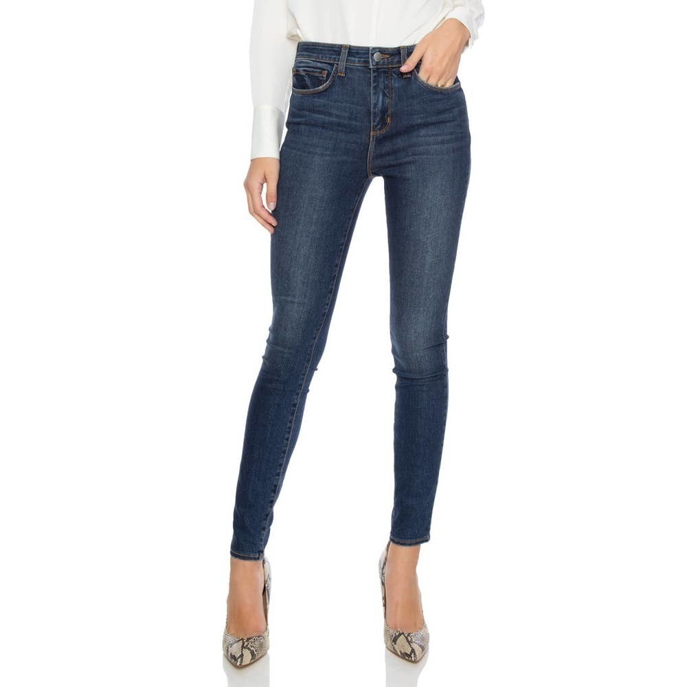 New L'agence Marguerite High Rise Skinny Jeans Denim Blue Women's Size 23